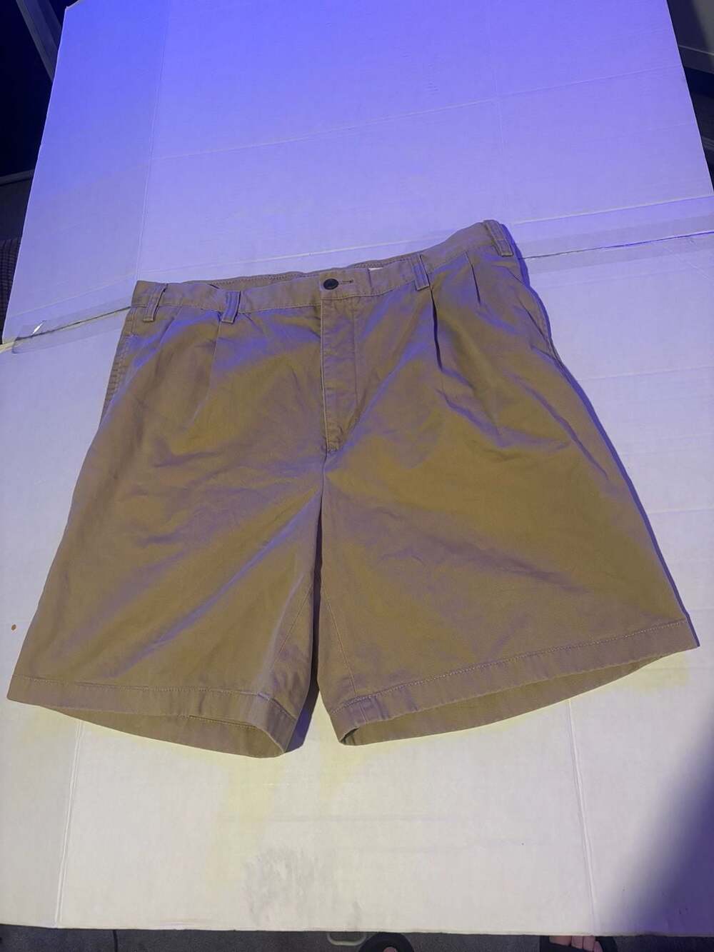 Nautica Rigger Classic Fit Chino Shorts Size 38W Khaki Pleated Beige